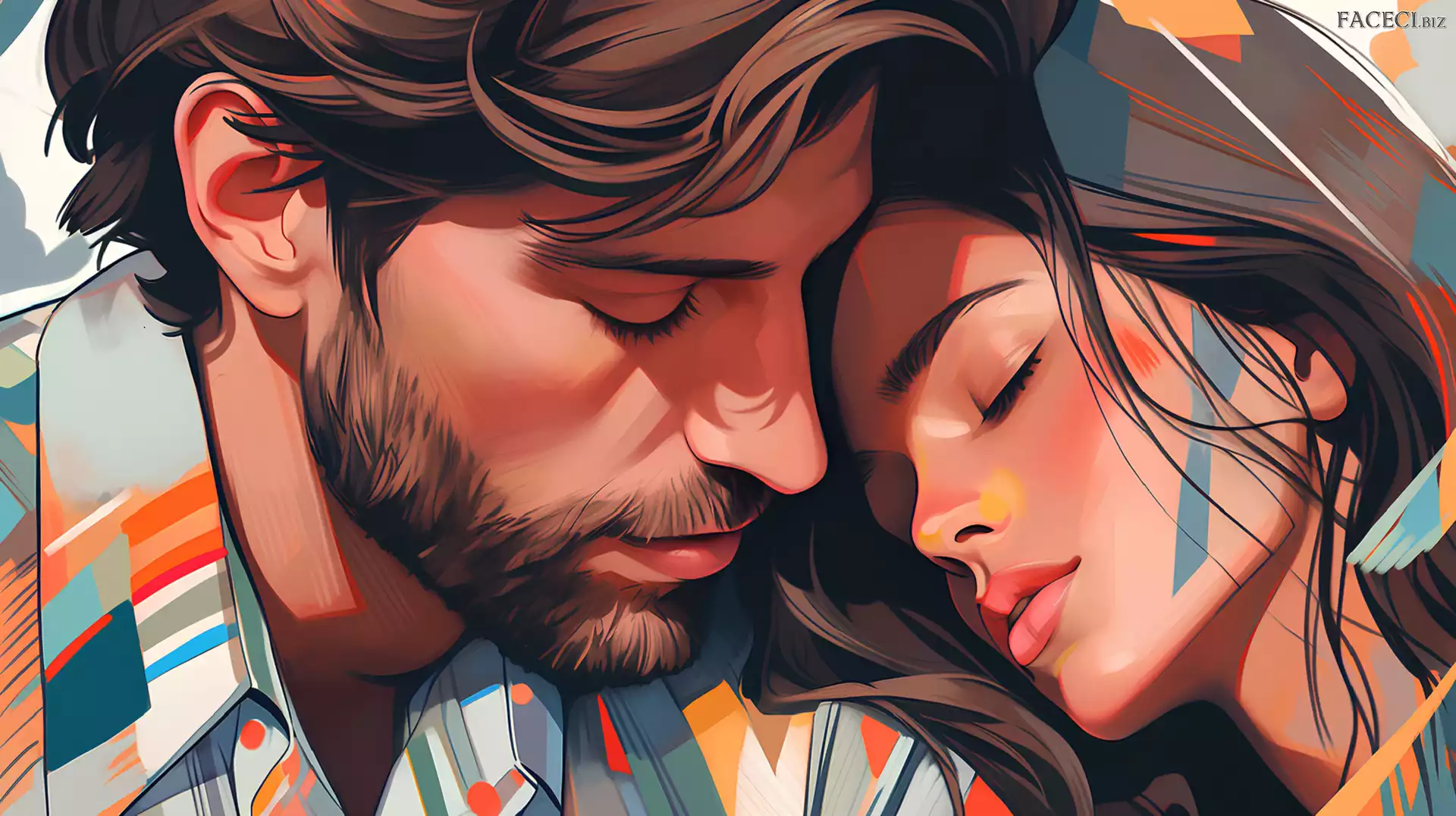 Kobieta, Grafika, Mężczyzna, Para, Zakochani